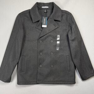 Kenneth Cole Men's Double-Breasted Peacoat - Charcoal XL $225